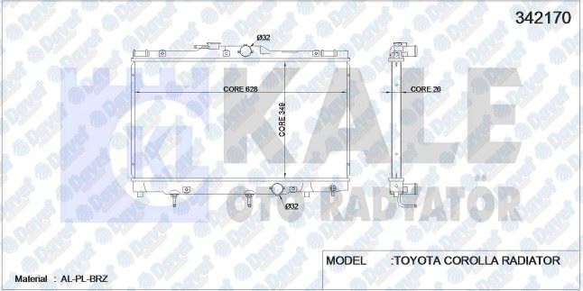 KALE 342170 Su Radyatoru Toyota Corolla / Corolla Compact / Liftback / Wagon 1.4 / 1.6 00-02 (Al/Pl/Brz)